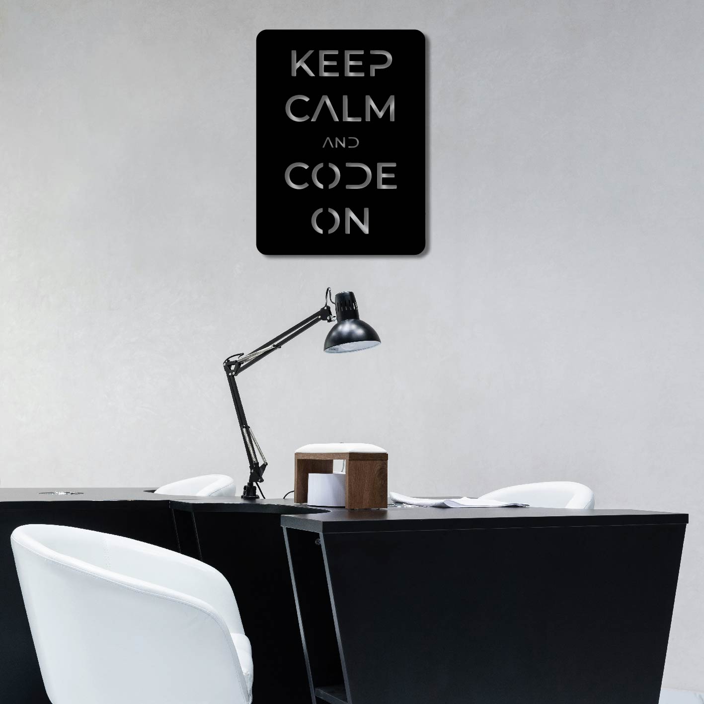 KEEP CALM AND CODE ON METAL WALL ART