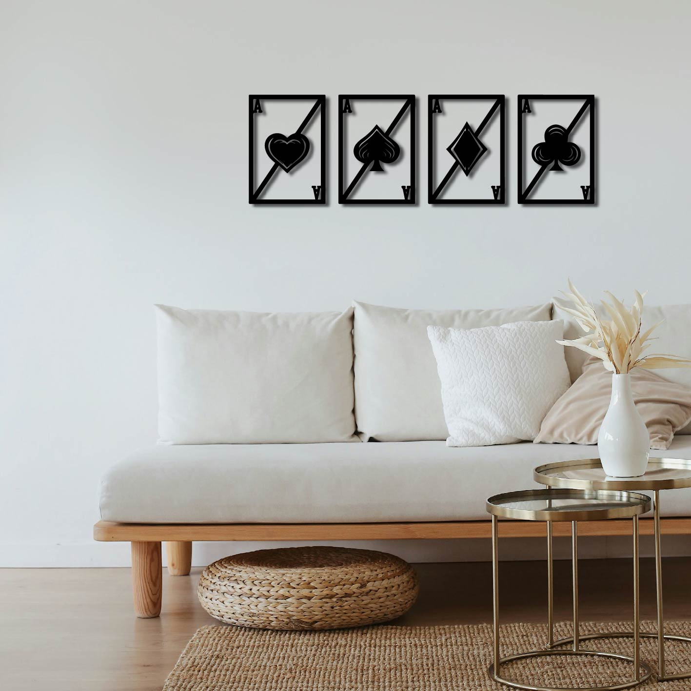 4 PIECE SET OF CARDS METAL WALL ART