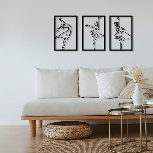 3 PIECE DANCING WOMEN METAL WALL ART
