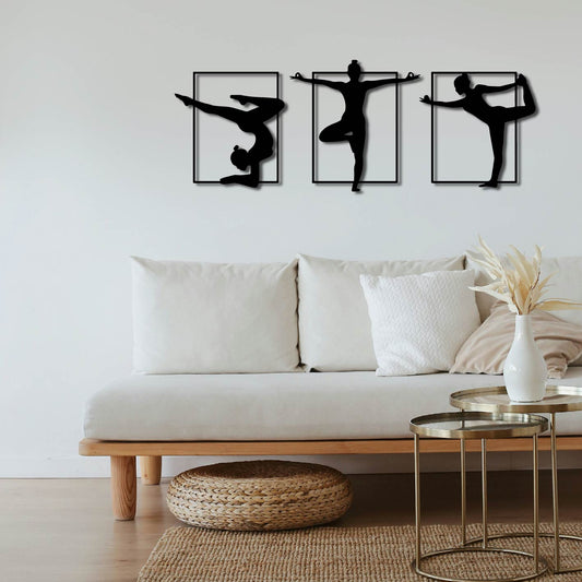 3 PIECE YOGA SET METAL WALL ART
