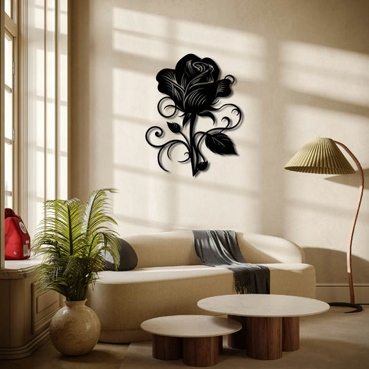 ROSE AND SWIRLS METAL WALL ART