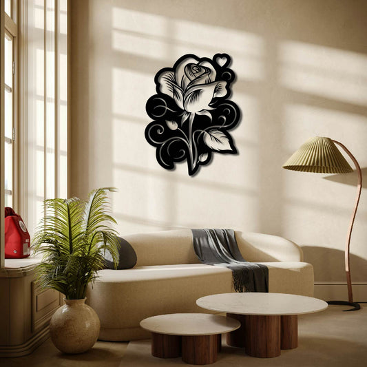 ROSE HEART SWIRLS METAL WALL ART