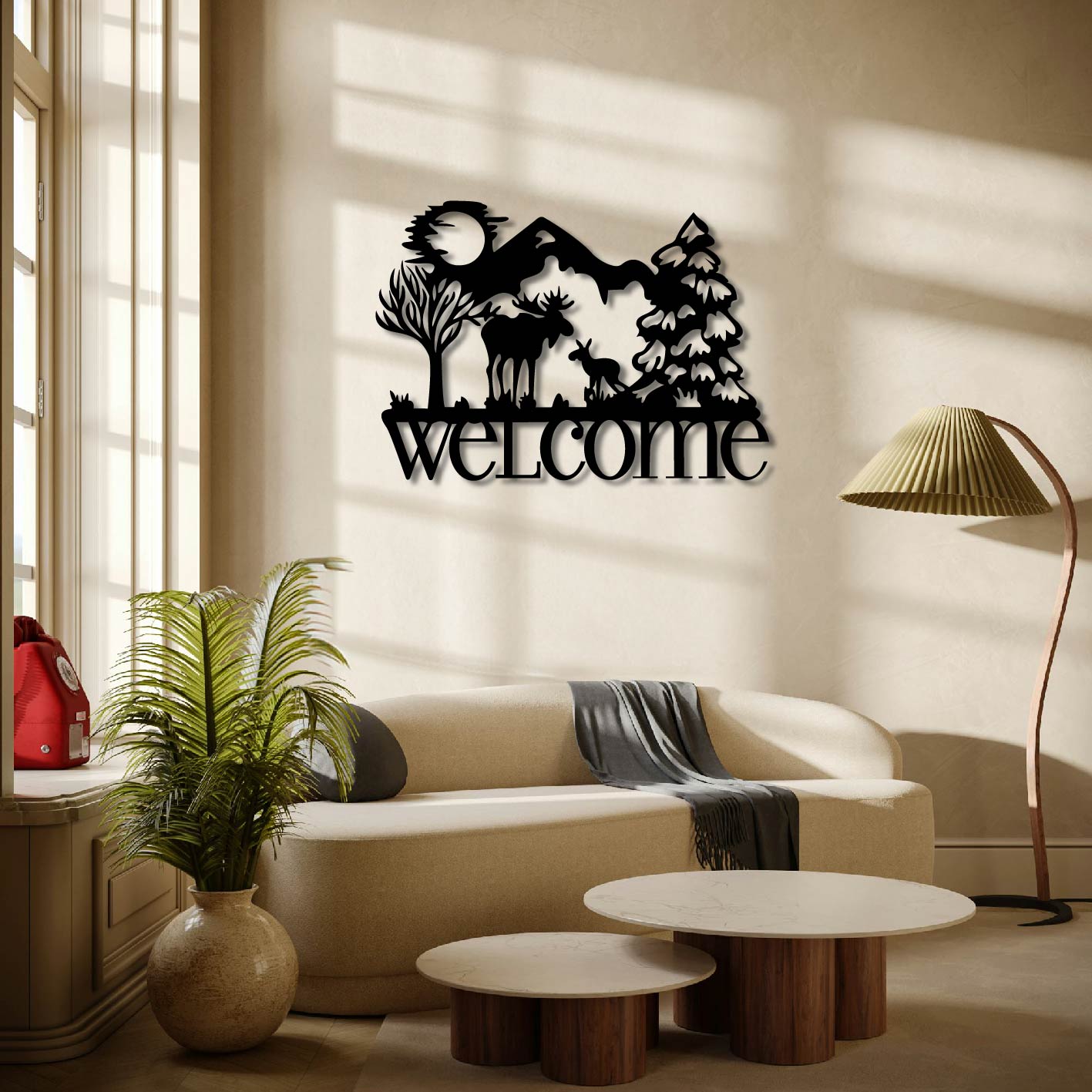 ELK SCENE WELCOME SIGN METAL WALL ART