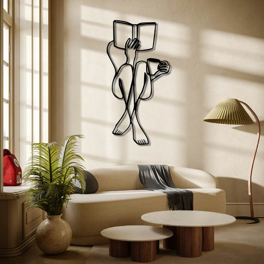 Woman Reading Metal Wall Art Frame