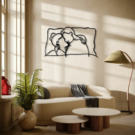 COUPLE SLEEPING METAL WALL ART