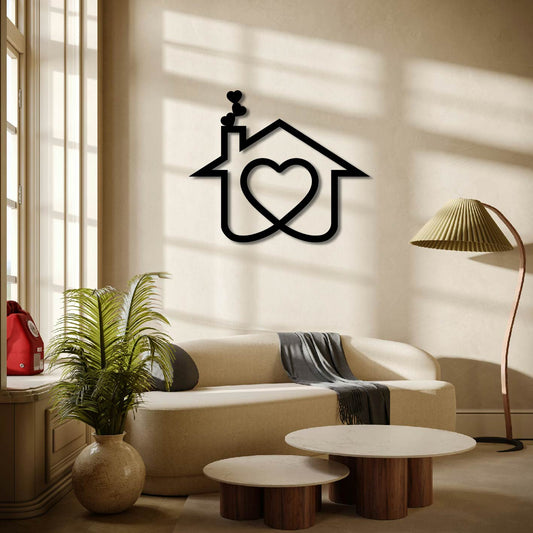 HOUSE HEART ICON METAL WALL ART
