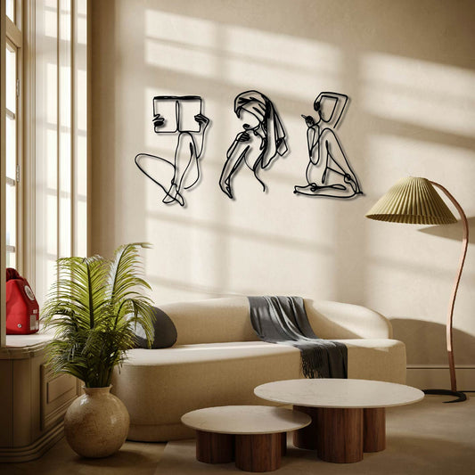 Woman Trio Metal Wall Art Frame