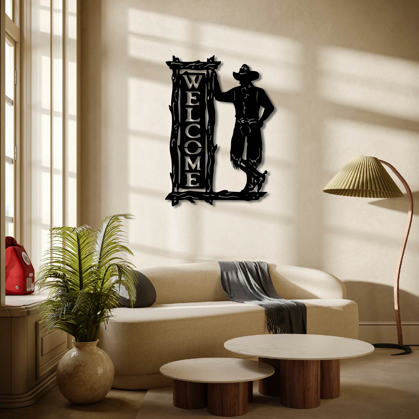 COWBOY WELCOME SIGN METAL WALL ART