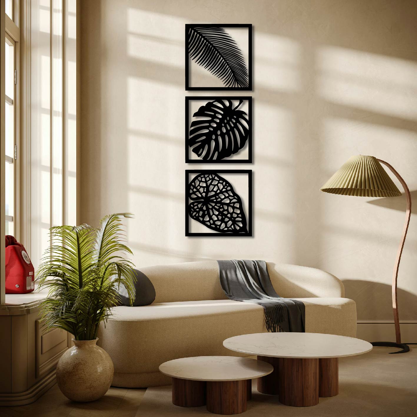3 PIECE BOTANICAL LEAVES METAL WALL ART