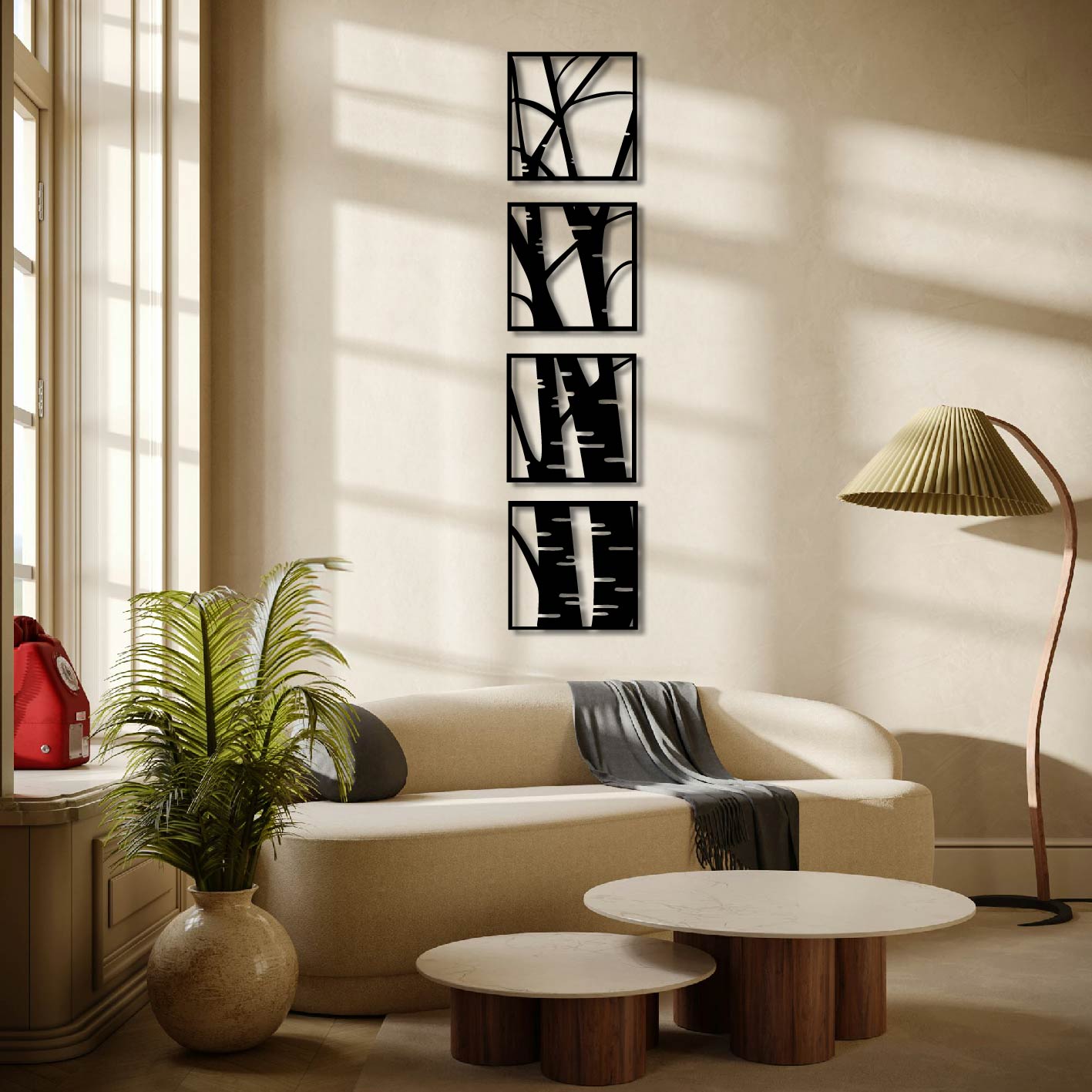 4 PIECE TREE BRANCHES METAL WALL ART