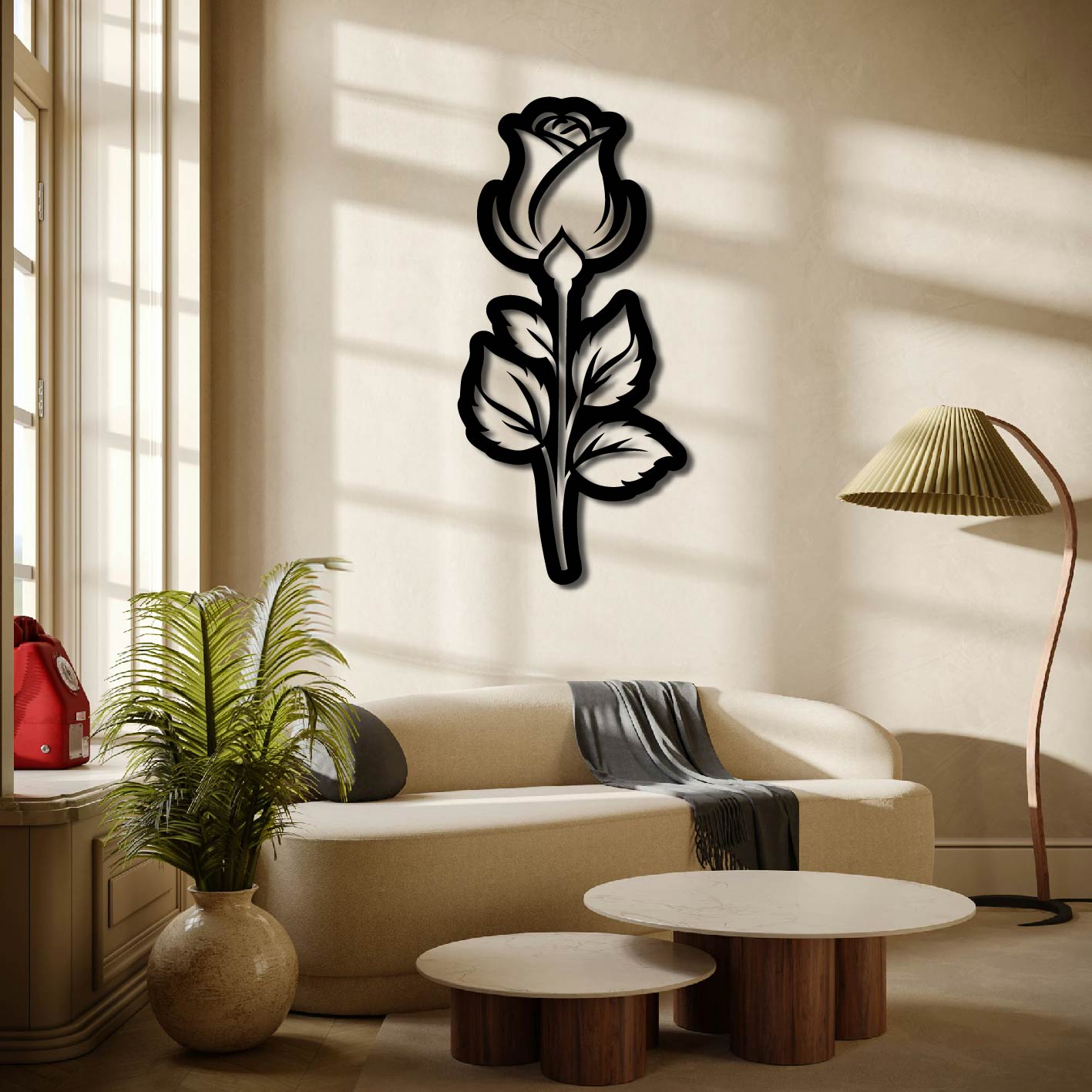SIMPLE ROSE INVERTED METAL WALL ART