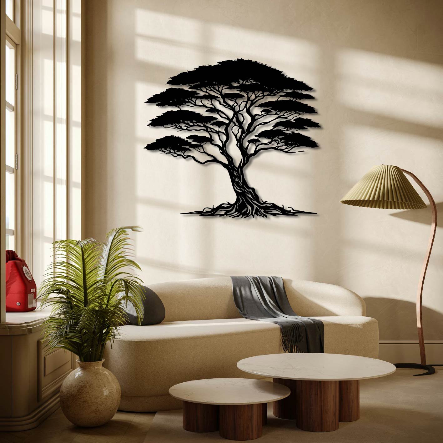 UMBRELLA THORN TREE METAL WALL ART