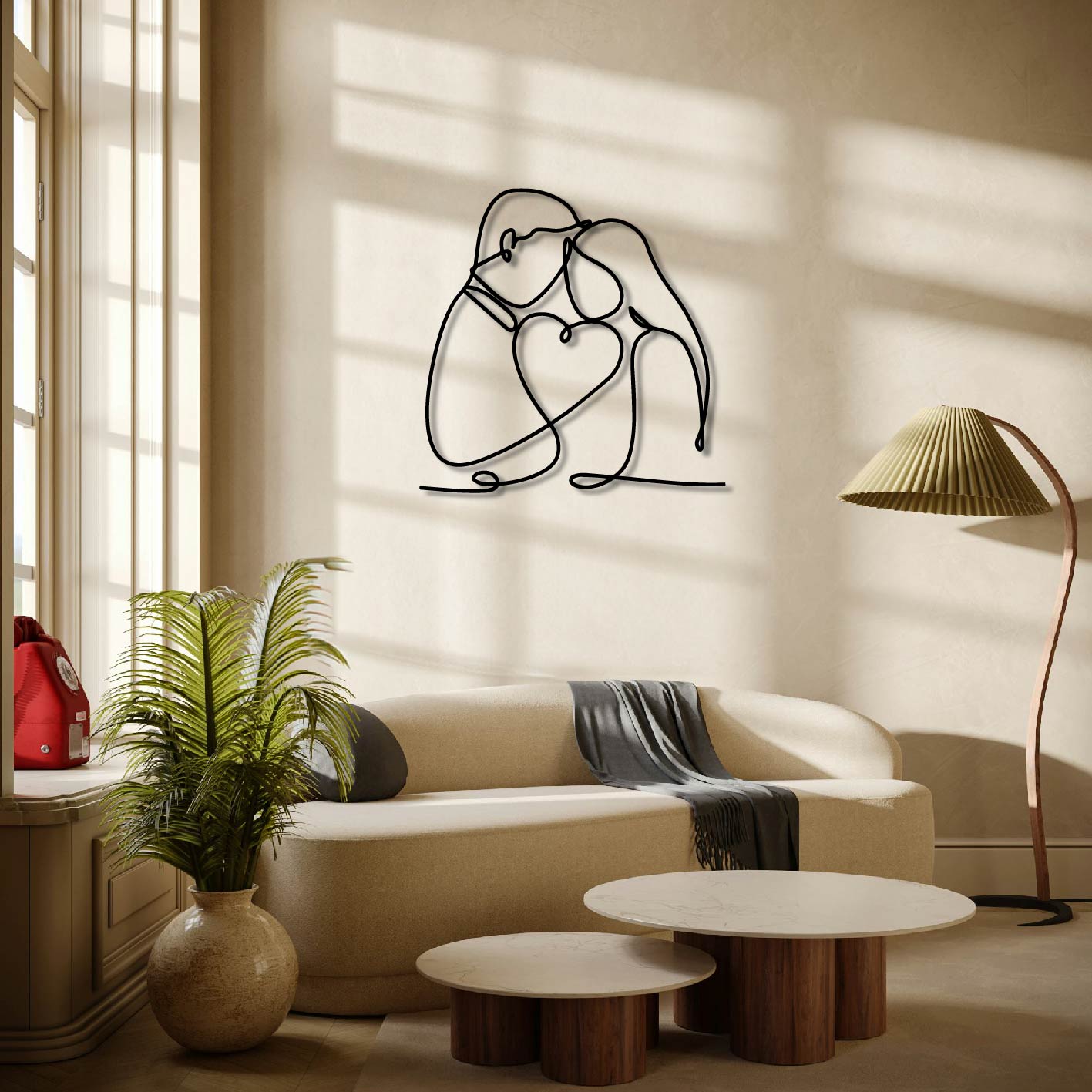 COUPLE HEART METAL WALL ART