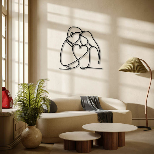 COUPLE HEART METAL WALL ART