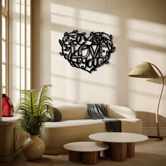 I LOVE YOU HEART METAL WALL ART