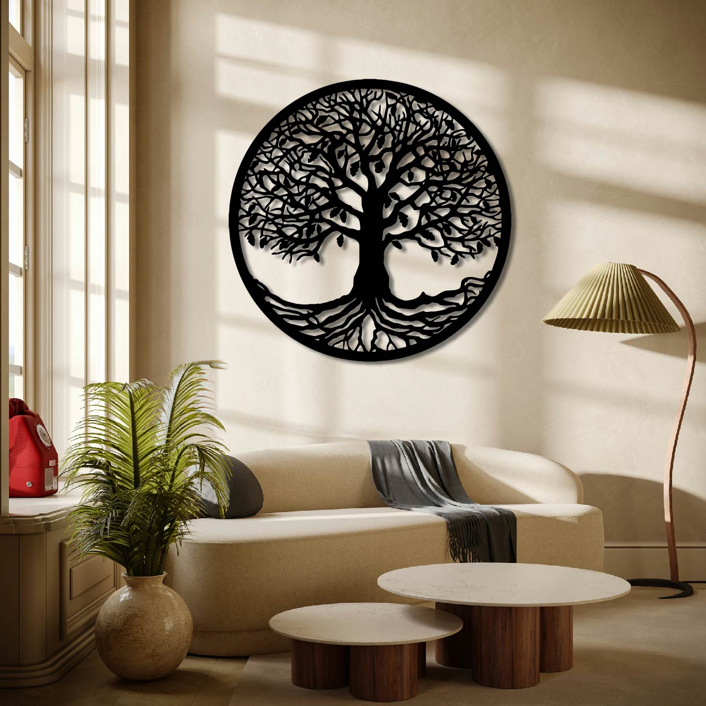 TREE OF LIFE ROOTS AND LEAVES METAL WALL ART