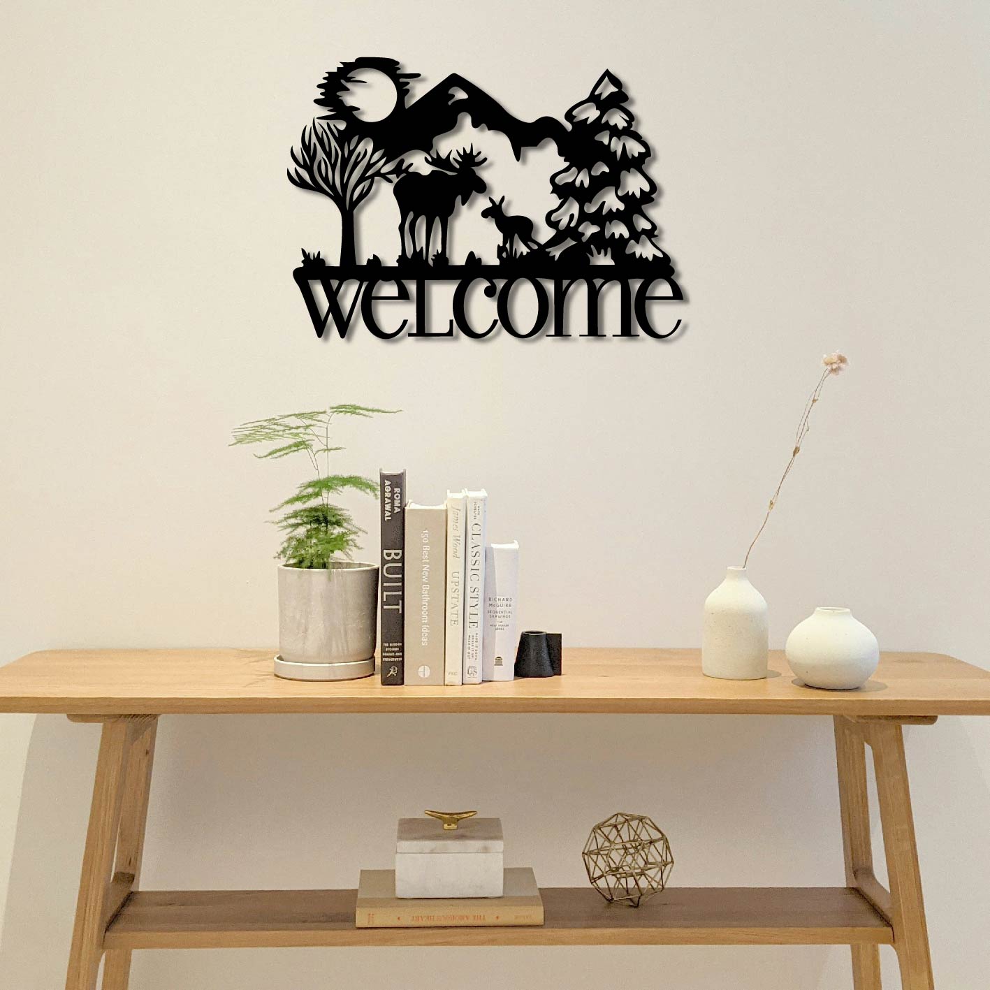 ELK SCENE WELCOME SIGN METAL WALL ART