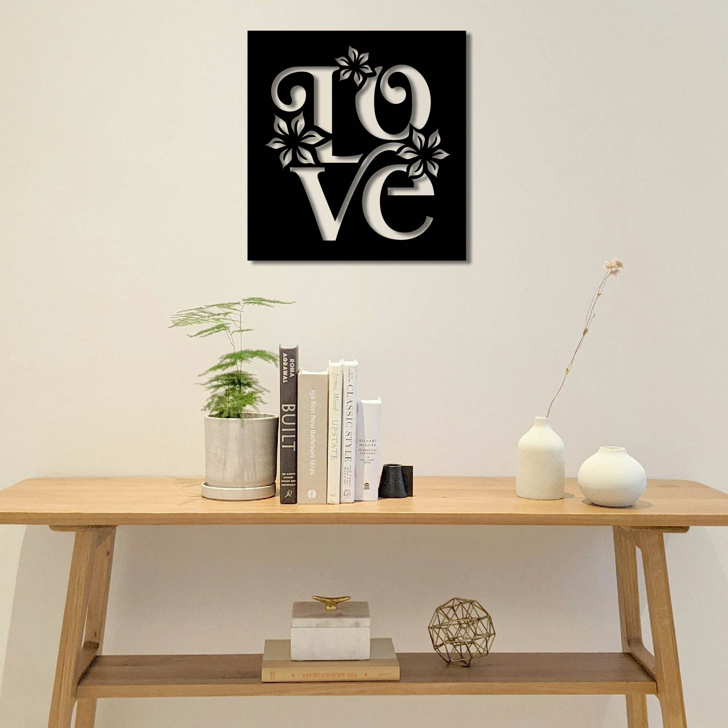 LOVE FLORAL SQUARE METAL WALL ART