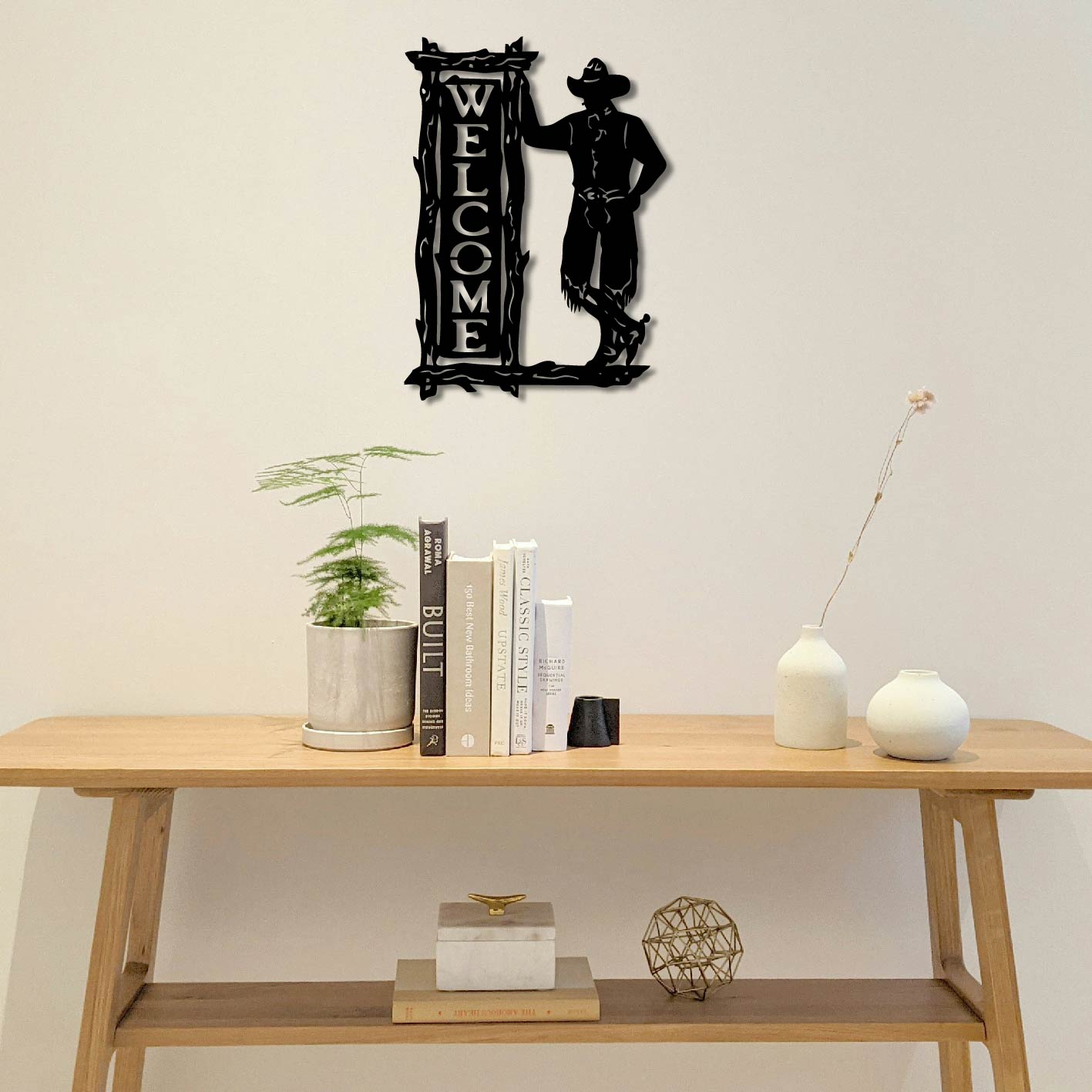 COWBOY WELCOME SIGN METAL WALL ART