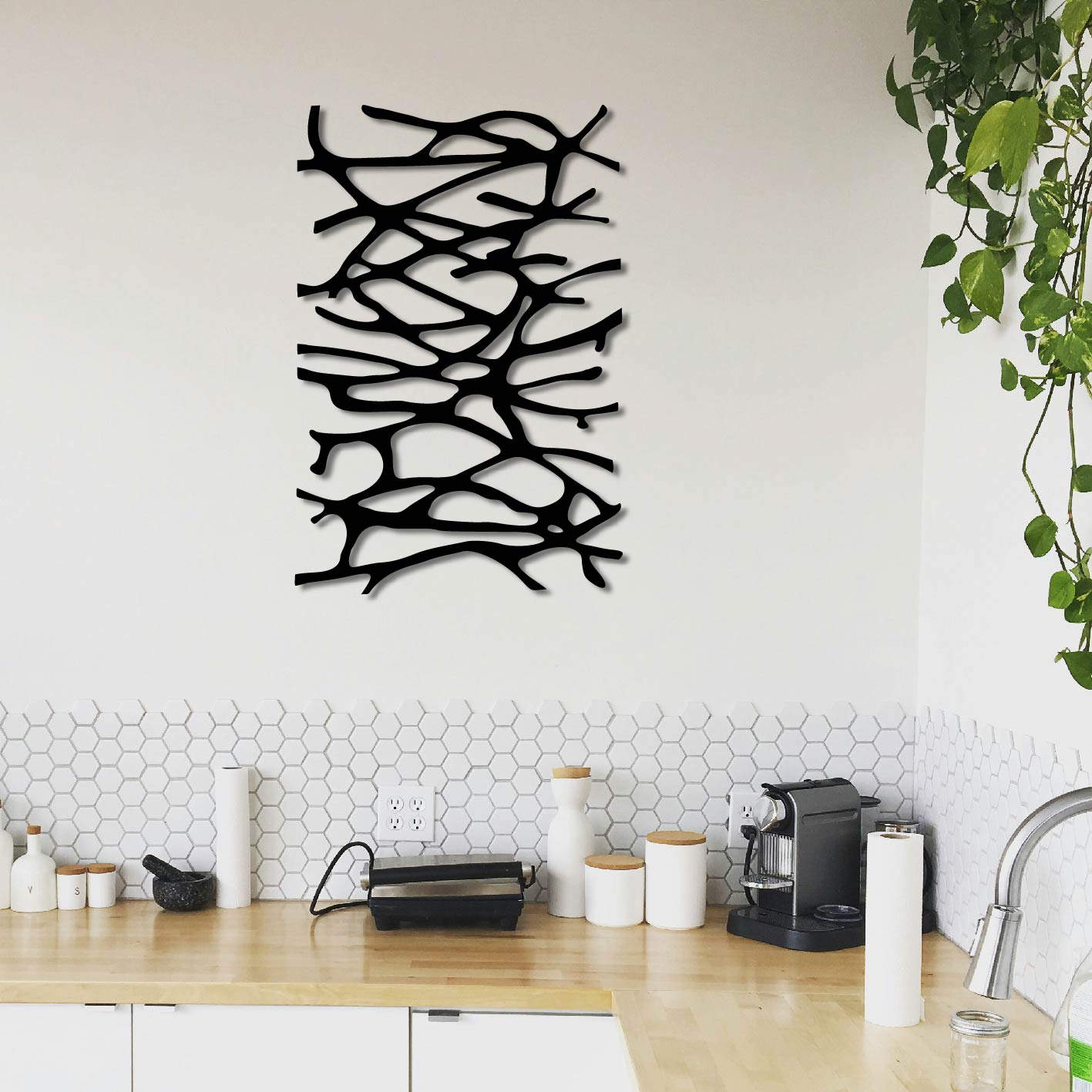 ABSTRACT STICKS METAL WALL ART