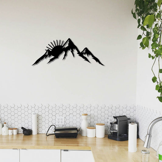 MOUNTAINS AND SUN METAL WALL ART