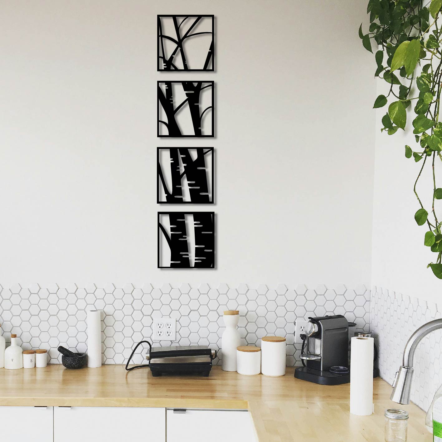 4 PIECE TREE BRANCHES METAL WALL ART