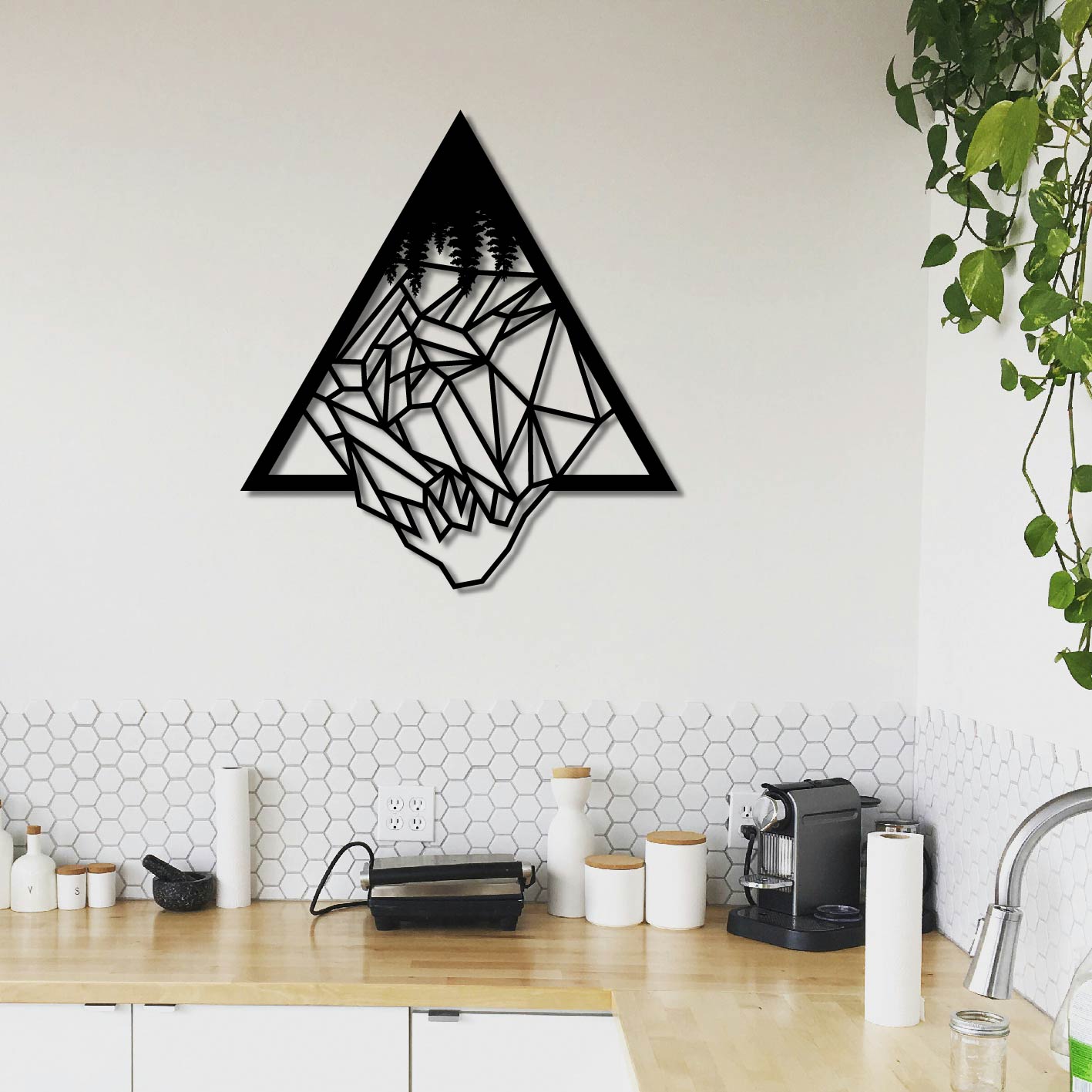 GEOMETRIC TRIANGLE MOUNTAIN METAL WALL ART