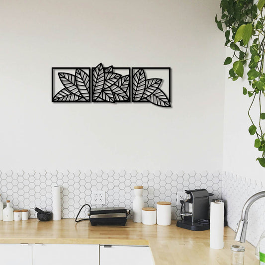 3 PIECE GEOMETRIC LEAVES METAL WALL ART