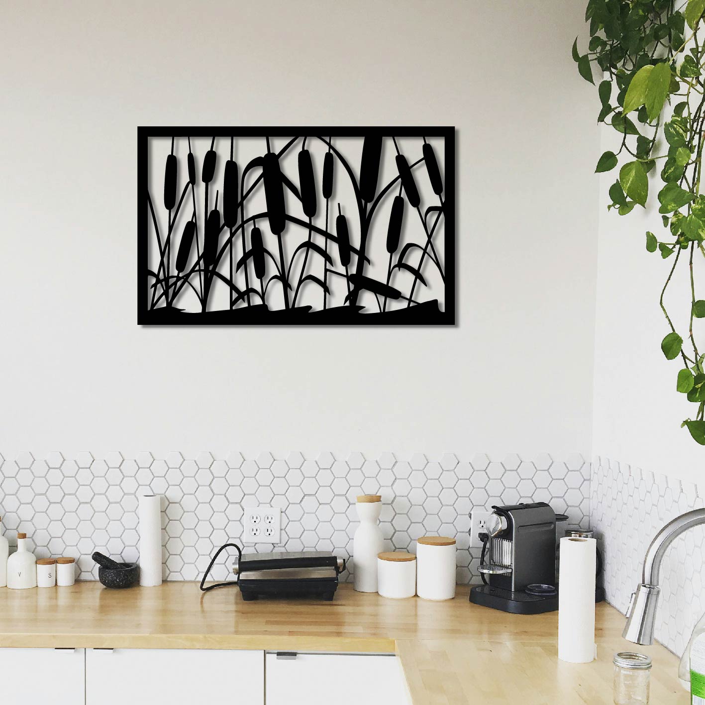 WATER REEDS METAL WALL ART