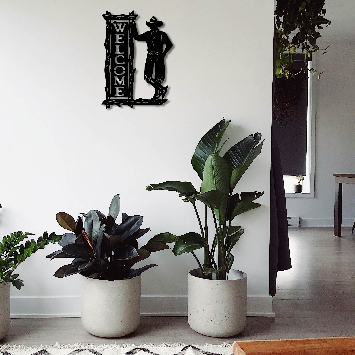 COWBOY WELCOME SIGN METAL WALL ART