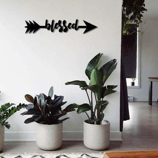 BLESSED ARROW SIGN METAL WALL ART