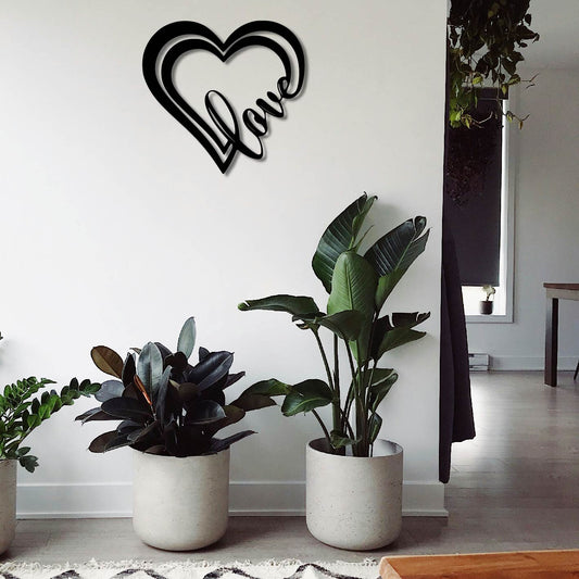 HEARTS LOVE METAL WALL ART