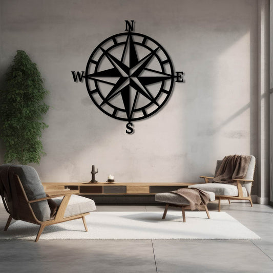 SIMPLE NAUTICAL COMPASS METAL WALL ART