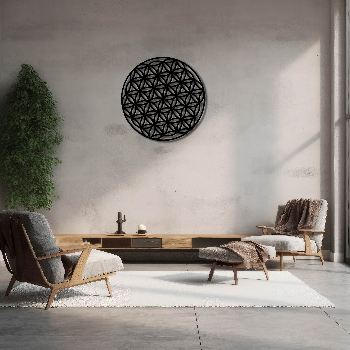 GEOMETRIC FLOWER PATTERN METAL WALL ART