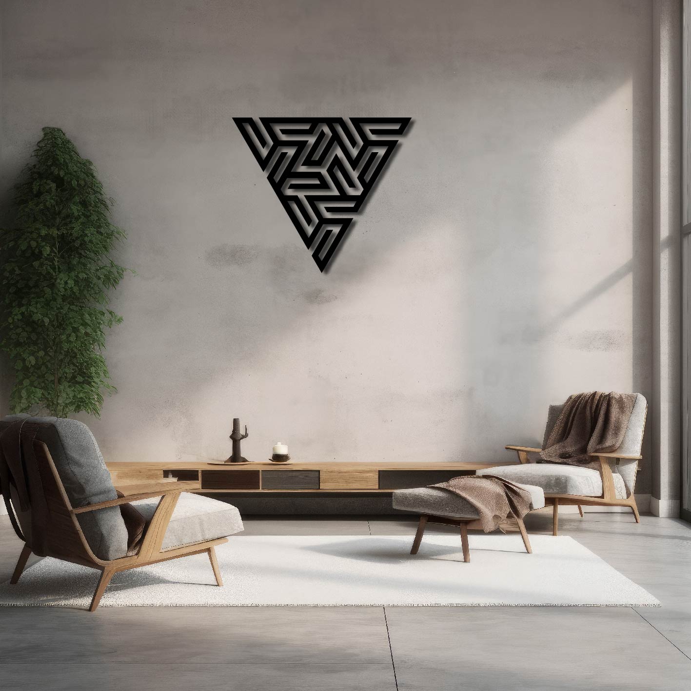 V Maze Geometric Shape Metal Wall Art Frame
