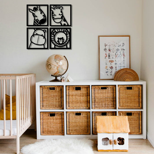 4 PIECE KIDDIES ANIMALS METAL WALL ART