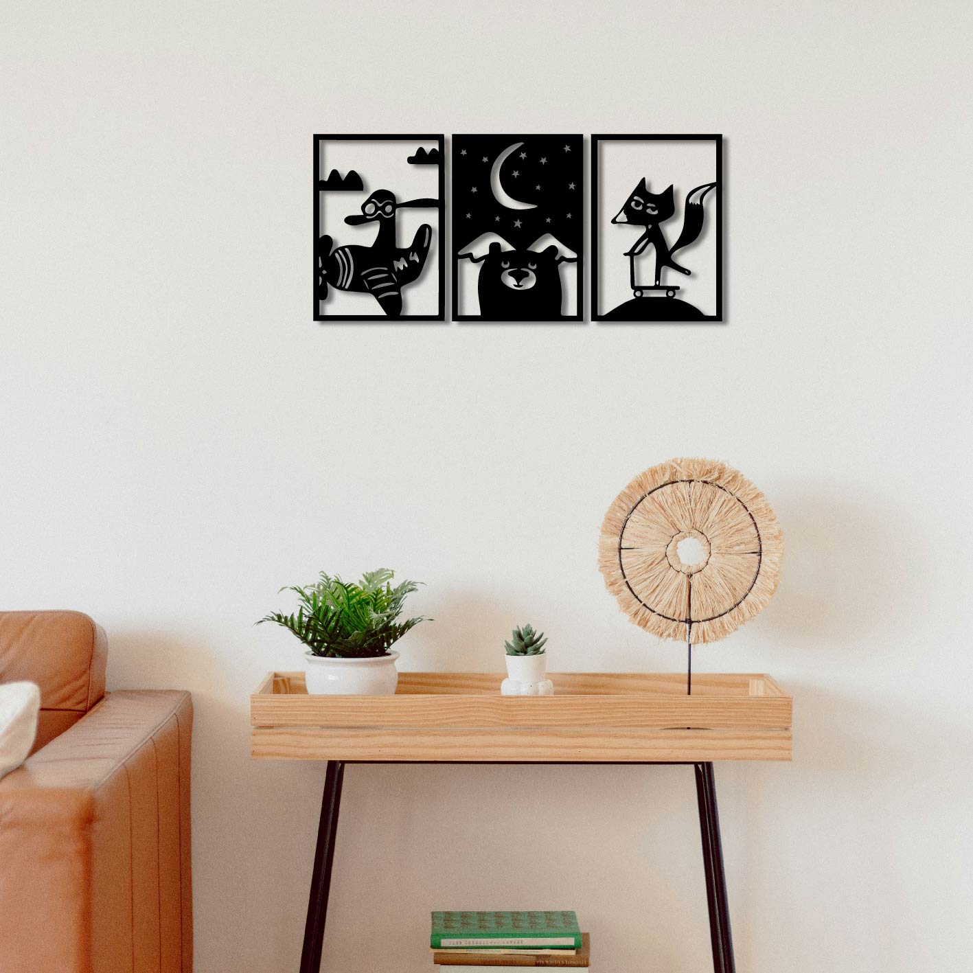3 PIECE KIDDIES ANIMALS METAL WALL ART