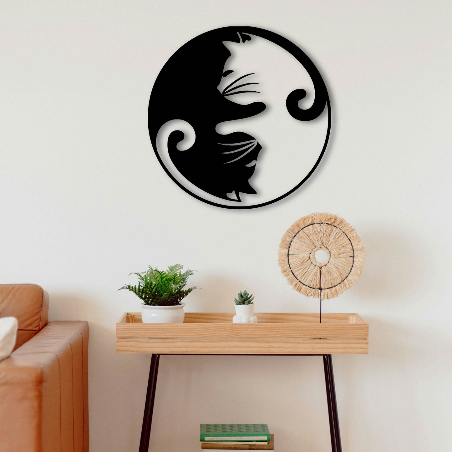 CAT YIN YANG METAL WALL ART