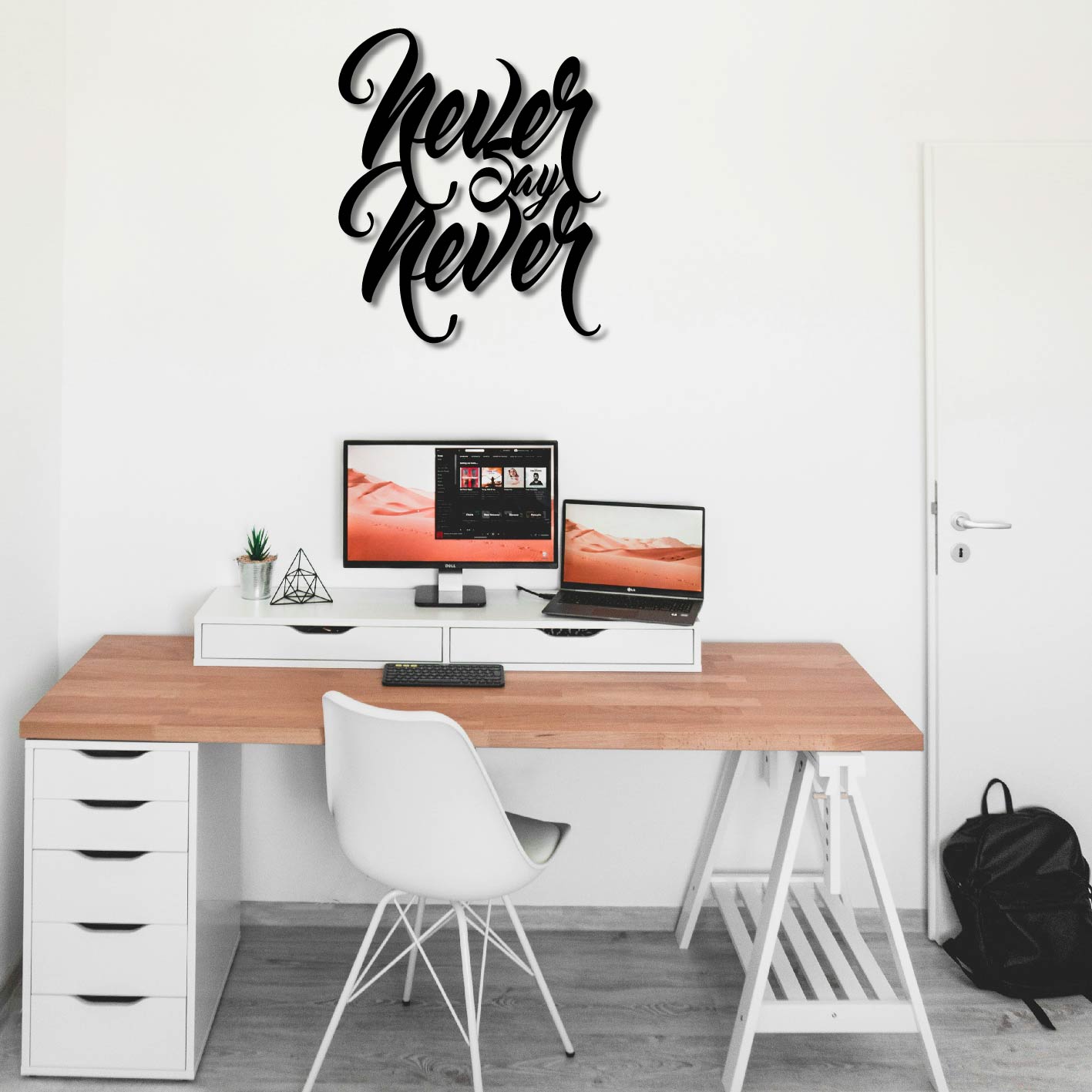 NEVER SAY NEVER METAL WALL ART