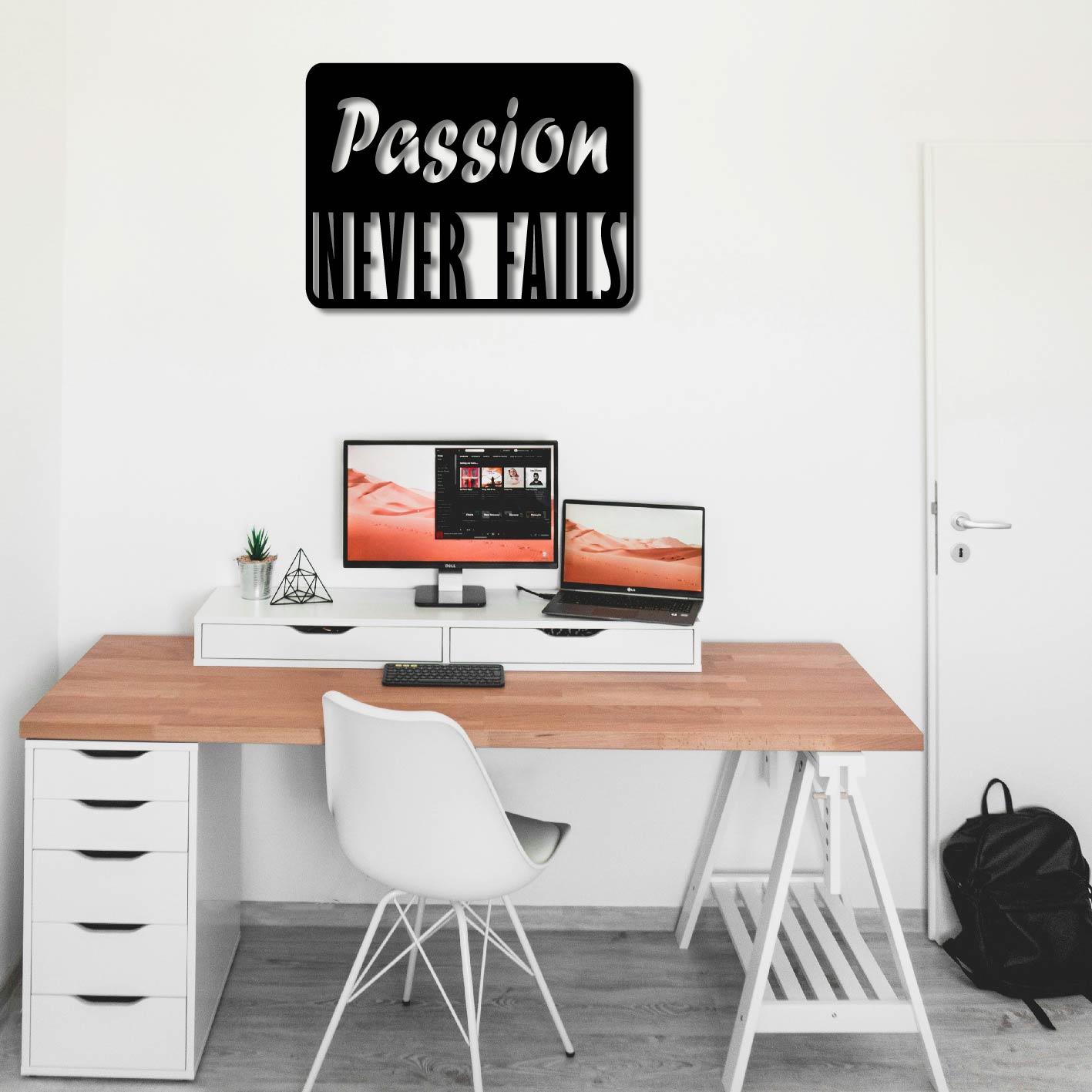 PASSION NEVER FAILS METAL WALL ART