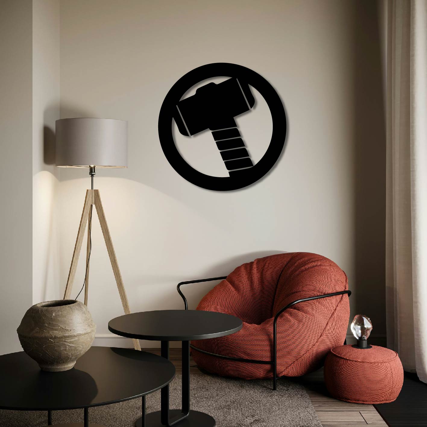 THOR HAMMER LOGO METAL WALL ART