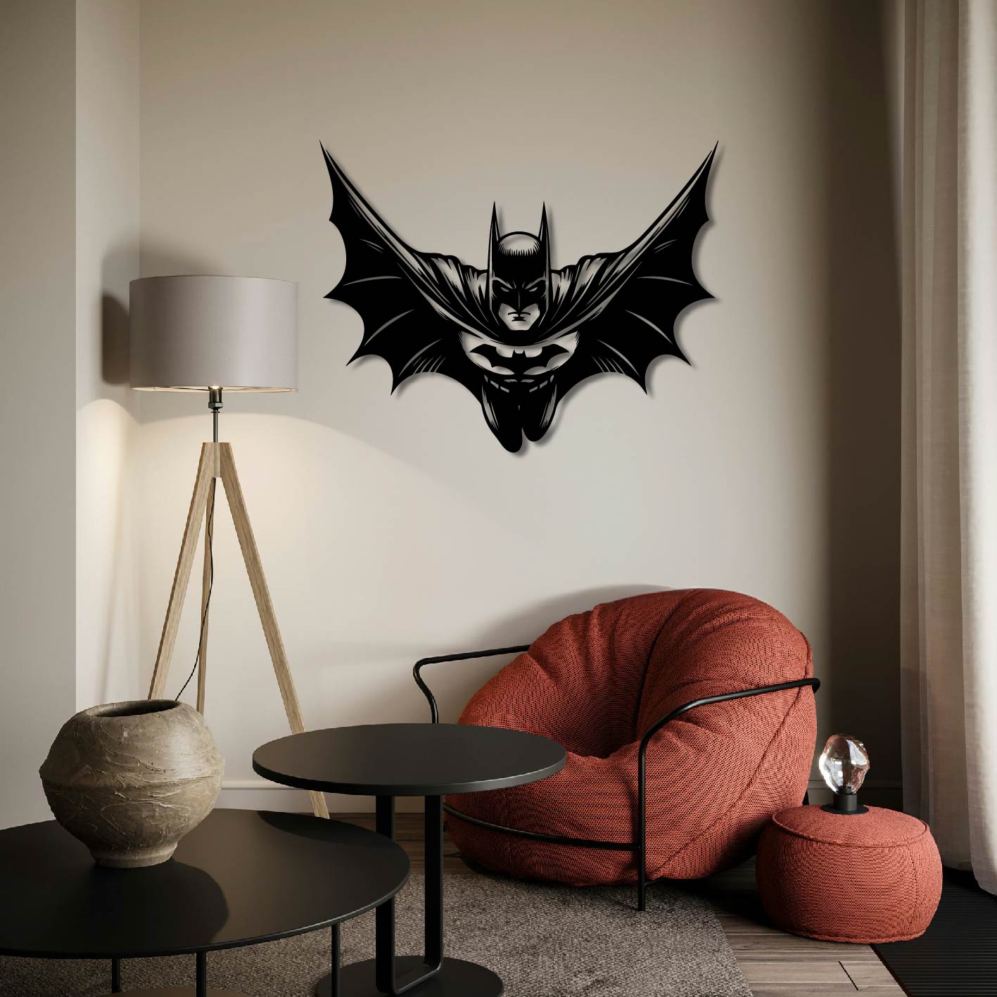 BATMAN FLYING FRONT PERSPECTIVE METAL WALL ART