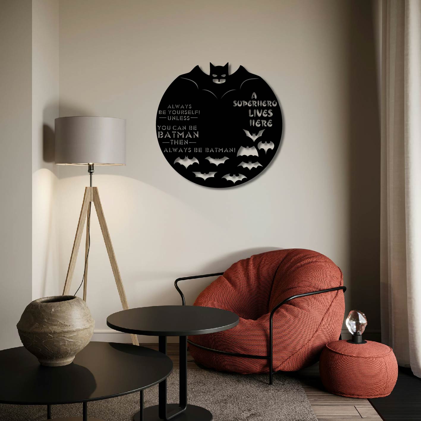 BATMAN SUPERHERO ROUND PLATE METAL WALL ART