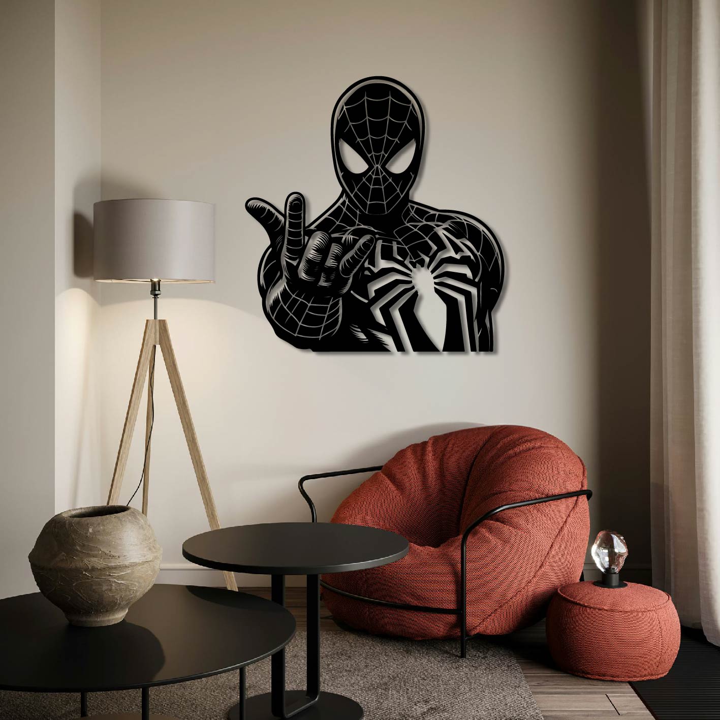SPIDERMAN SHOOTING WEB FRONT METAL WALL ART