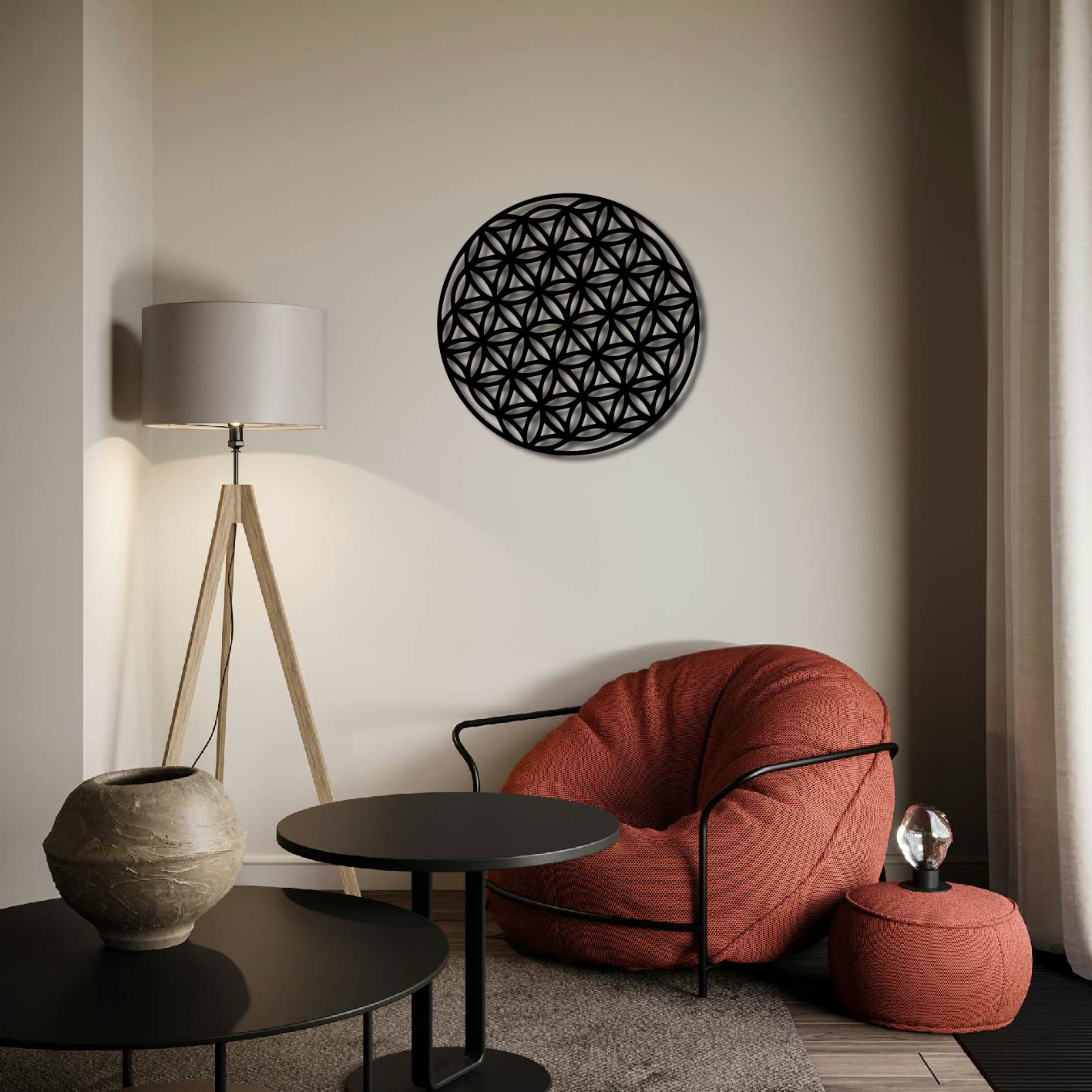 GEOMETRIC FLOWER PATTERN METAL WALL ART
