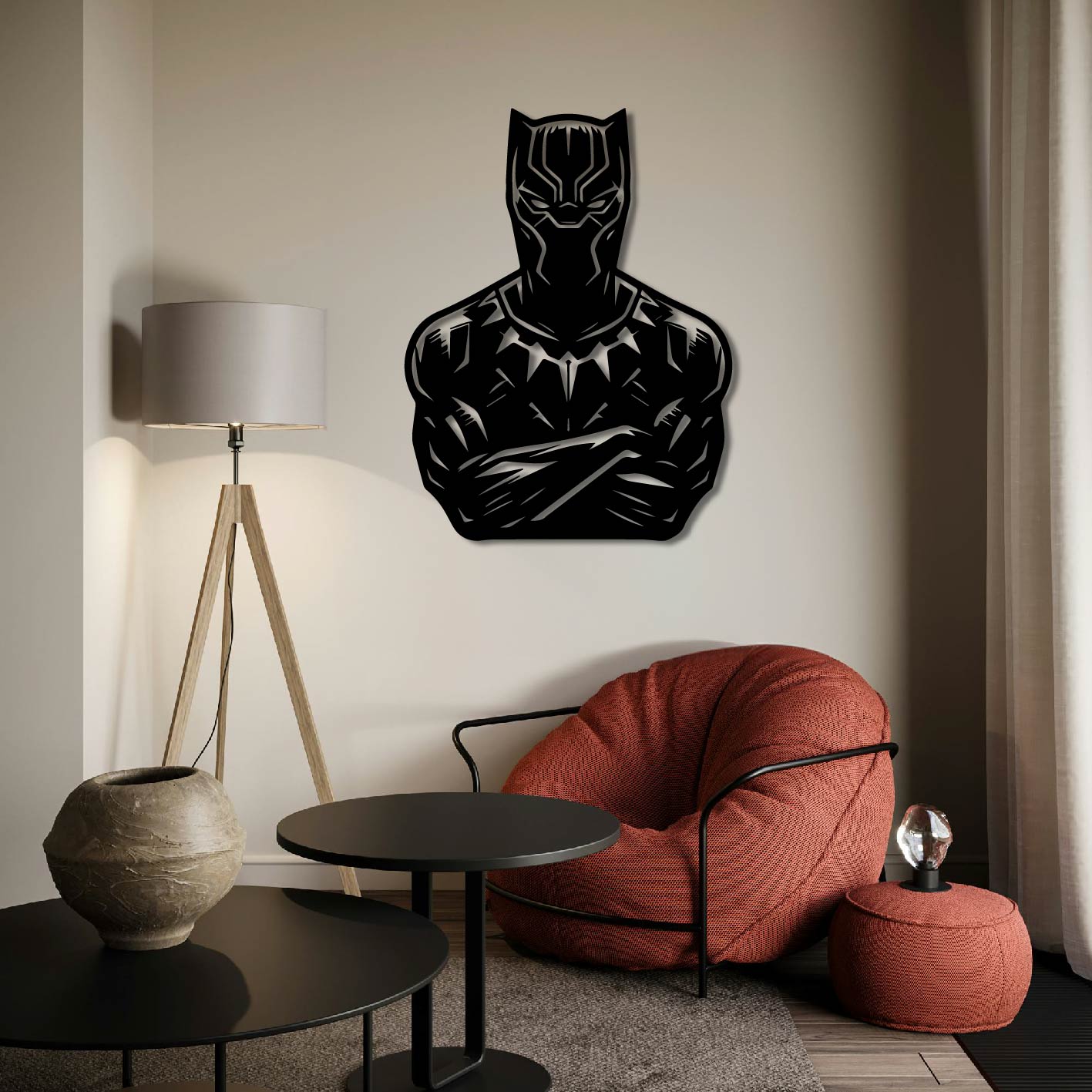 BLACK PANTHER CROSSED ARMS METAL WALL ART