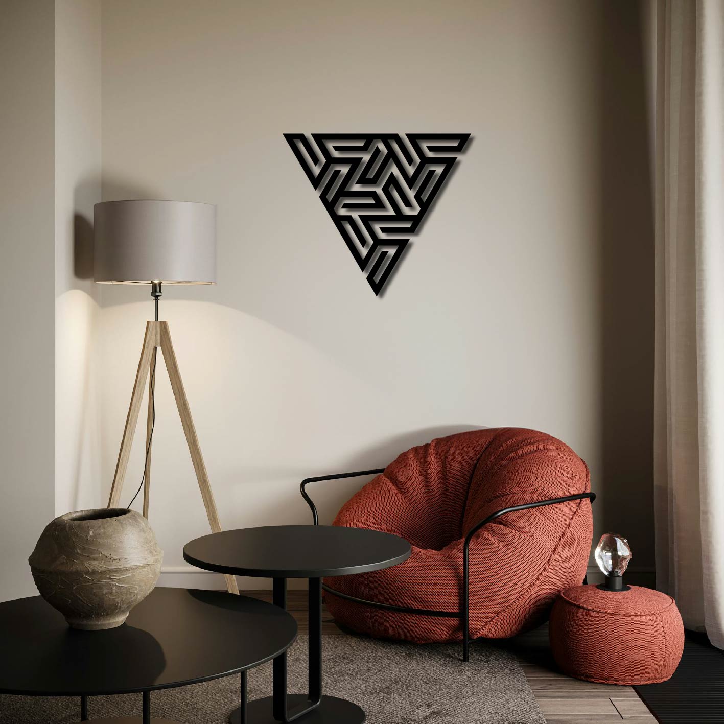 V Maze Geometric Shape Metal Wall Art Frame