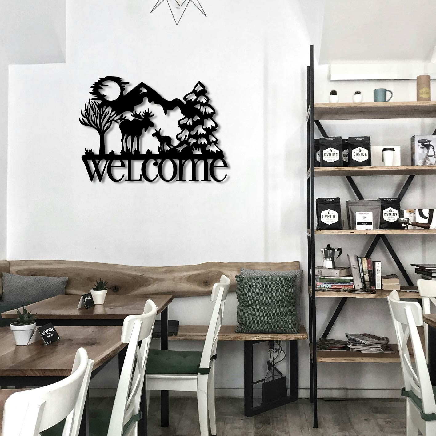 ELK SCENE WELCOME SIGN METAL WALL ART