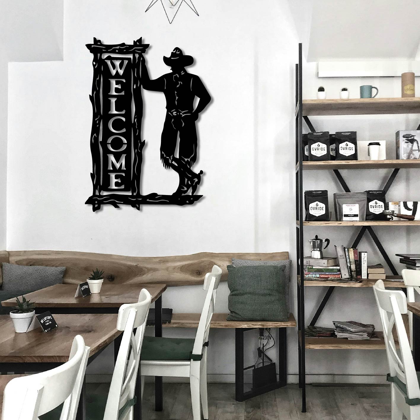 COWBOY WELCOME SIGN METAL WALL ART