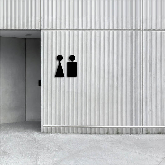 MEN WOMEN SIMPLE BATHROOM SIGN METAL WALL ART
